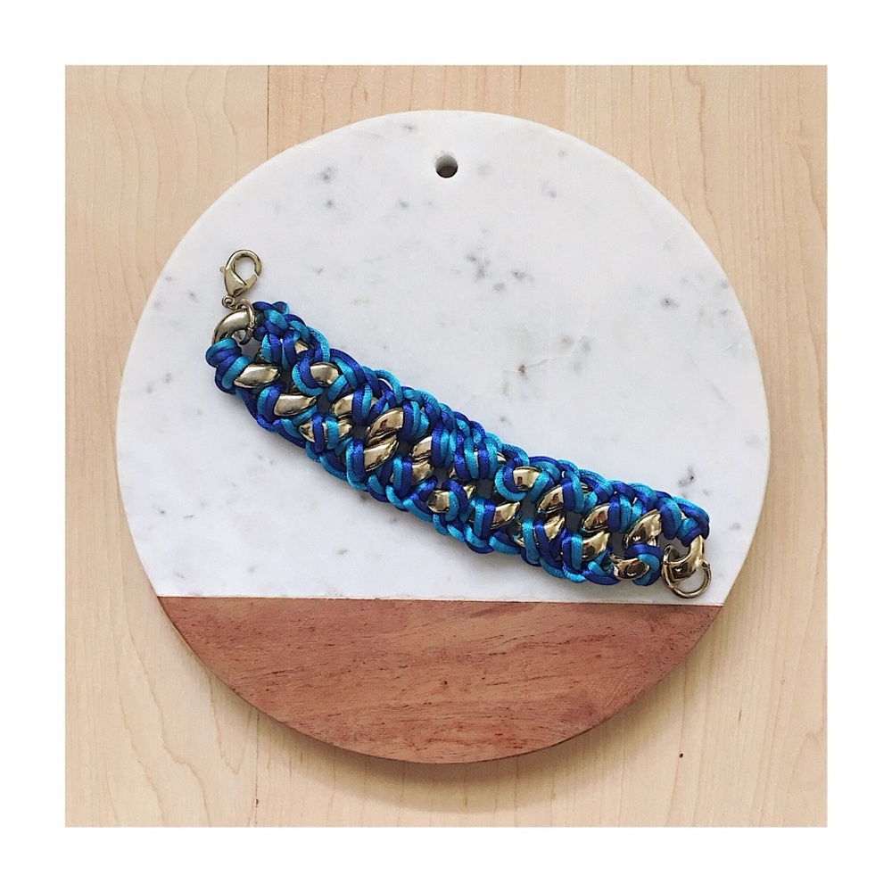 Braided Blue & Gold Bracelet